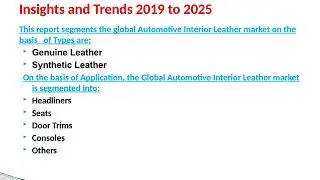 Automotive Interior Leather Market Global Insights and Trends 2019 to 2025