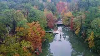 Fall from above 🍂 Peaceful lake views and vibrant autumn colors in the heart of the state park.#Fall
