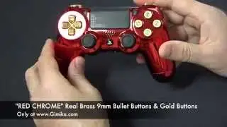 &laquo;PS4 Red Chrome&raquo; с настоящими кнопками-пулями диаметром 9 мм, золотым D-Pad, триггерами и кнопками-бамперами от Gimika.com