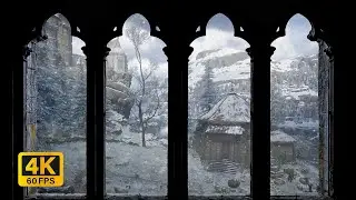 4K Hagrid&rsquo;s Hut Winter Window View | Snowfall & Wind Ambience for Sleep & Study
