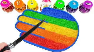 Video ASMR Slime | Cara Membuat Tangan Pelangi dari Slime Glitter (Memotong ASMR) l Omega