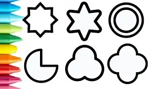learn draw shapes eight pointed star, six pointed star, ring, pic, trefoil, quatrefoil