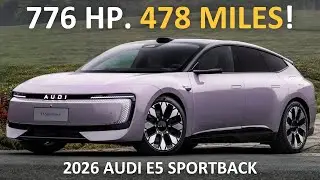 Audi E5 Sportback 2026 года: 776 л.с. и запас хода 478 миль (запретный электромобиль)