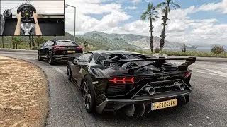 Lamborghini Aventador SVJ VS Urus - Forza Horizon 5 | Driving with Thrustmaster T300 Ferrari GTE