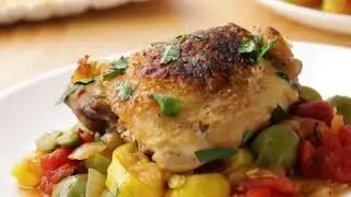 Baked Chicken with Mezzetta Olives and Roasted Red Bell Peppers