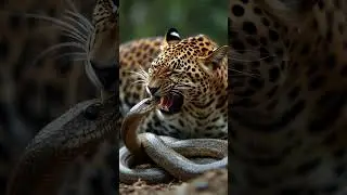 Snake Vs Leopard fighting in #jungle  #snake #leopard #aivideo #fight