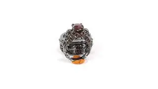 Skull Promise Rings For Couple 2.45tcw Red Garnet Matching Skull Rings