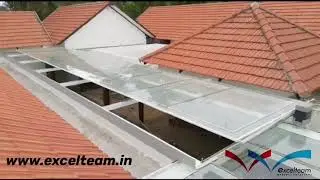 Automatic Sliding Glass Skylight, residence, kerala, india