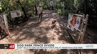 Barrier at Minnehaha Dog Park dividing community members