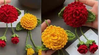 So beautiful🌺How to crochet dahlia flower keychain for beginners #keychain 