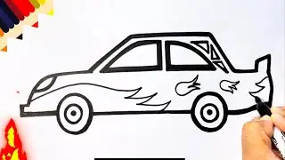 Let&rsquo;s draw a cool car 🚘 for kids- easy fun drawing - step by step drawing tutorial for boys