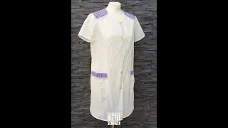 Kittel Nr. S1507 - DDR Dederonkittel mit Applikationen I Wei&szlig; I in Gr. m88 #shorts