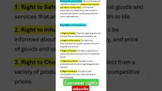 consumer rights acc to consumer protection act 1986 4th sem b com brf CA CMA #commerce #law