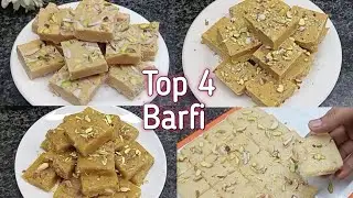 Top 4 Barfi Recipes | Quick & Easy Low Budget Barfi Recipes | NB cooking