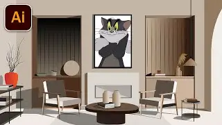 2D Interior Background illustration in Adobe illustrator | Digital art | Speed Art | Freestyle Adobe