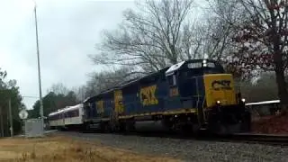 CSX Inspection Train W009 With CSX Leader 6158 At Edgemoor SC On The CSX Monroe Subdivision.