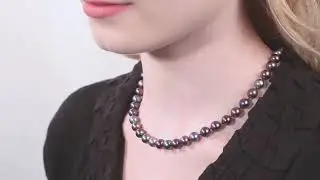 Black Freshwater Pearl Necklace 8.0-9.0 by Pure Pearls