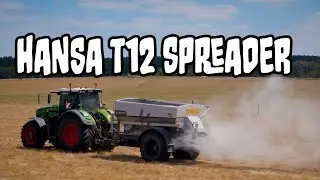 Hansa T12 Premium Spreader pulled by Fendt tractor