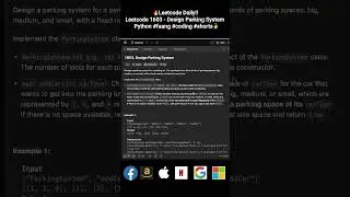 🔥Leetcode Daily!! Leetcode 1603 - Design Parking System - Python #faang #coding #shorts🥇#leetcode