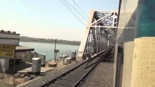 INTERCITY-EXPRESS TRAIN LEAVING BHARUCH, PASSING NARMADA RIVER BRIDGE & BRILLIANTLY ACCELERATING TOO