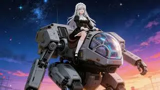 魔女と歩行機械メイドの深夜散歩（AIアニメ）