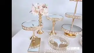 1pcs-13pcs Beautiful Tray 3 tier Cupcake Dessert Display Decoration Tools Wedding Crystal Mirror Ca