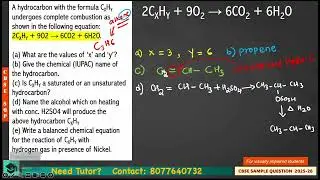 A hydrocarbon with the formula CxHy undergoes complete combustion asshown in the following equation