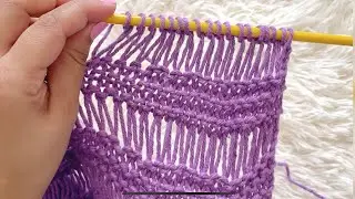 PONTO DE TRICÔ LINDO E FÁCIL | Tutorial com receita escrita de ponto aberto com laçadas