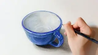 hyper realistic speed drawing : How to draw tea cup | YUI | colored pencil ティーカップの描き方 色鉛筆