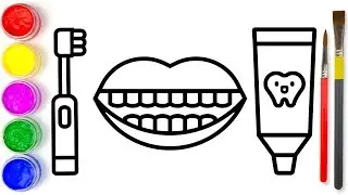 Lips Teeth Drawing and Coloring Pages for Kids | Learn Colors | BB Kids Art ☆