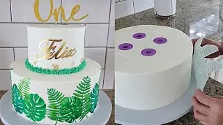 Pastel en chantilly con hojas tropicales en papel arroz, Mis pasteles mis postres Normi