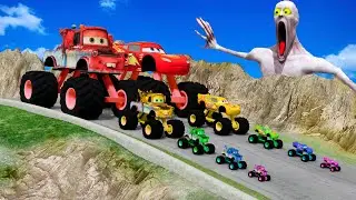 Big & Small Lightning McQueen vs Side Kick Big & Small Mickey Mouse - BeamNG.Drive