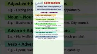 What is Collocations || Types of Collocations with Examples|| #collocations #shorts