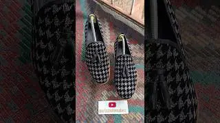 Black & Silver Chenille Tassel Loafers Size 41 | Handmade Statement Shoes