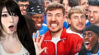 Emiru Reacts to 50 YouTubers Fight For $1,000,000 by @MrBeast