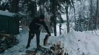 Woodchopping in Autumn and Winter. Therapeutic,  meditation. Mind focus