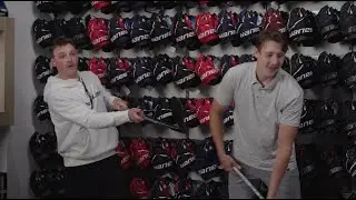 Cale and Taylor Makar shooting pucks in Adrenalin Source for Sports store