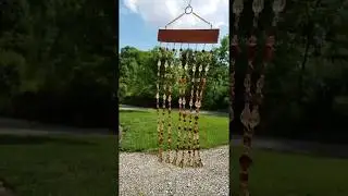 Copper Gold Beaded Curtain Wind Chimes with Brass Bells