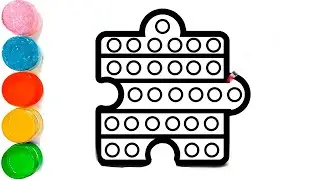 How to Draw and Color a Rainbow Jigsaw Puzzle Piece POP IT Fidget