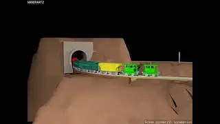 Train simulation using Blender 3d Physics, pulling 4 cars