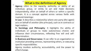 what is the definition of agency