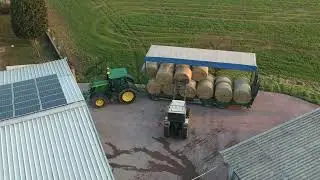 TRASPORTO FIENO   JOHN DEERE 6195R CON PIANALE + LAMBORGHINI PREMIUM 950