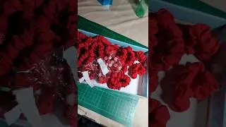 Making Whine Cherry scrunchie 🍒🍒🍒&hearts;️&hearts;️&hearts;️ sewing bead into fabric scrunchie #fashion #accessories
