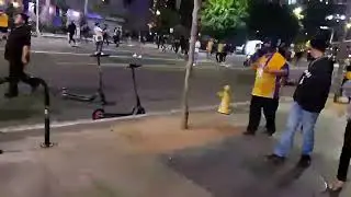 Scuffed Justin Carrey LIVE at LA Lakers WIN Party - Cops on Scene - Shots FIRED