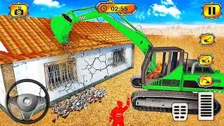 Heavy Crane Demolishing Old House #2 - Crawler Excavator Driving - Android Gameplay