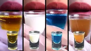 👅💦☕🥃🫐🥛Relaxing Drink Mukbang  | Milk, Coffee, Blueberry & Saffron Syrup 