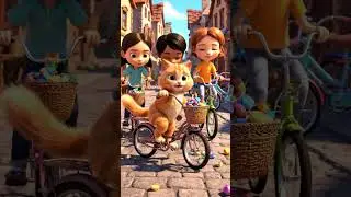 A bright eyed ginger cat explores gems  pays at the cashier  and cycles away proudly  The bike tips