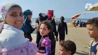 جوله في شاطئ دمياط الجديده ما اجمل الجلوس على البحر مع اولادي واحبابي