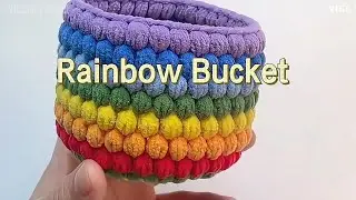 Crochet Rainbow Bucket Tutorial: It’s super easy-Let’s crochet it together#crochet #beginnerfriendly