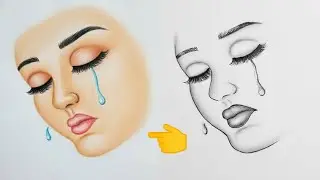 A crying girl's face colored version| full tutorial of coloring #trending #arttutorial #pencilsketch